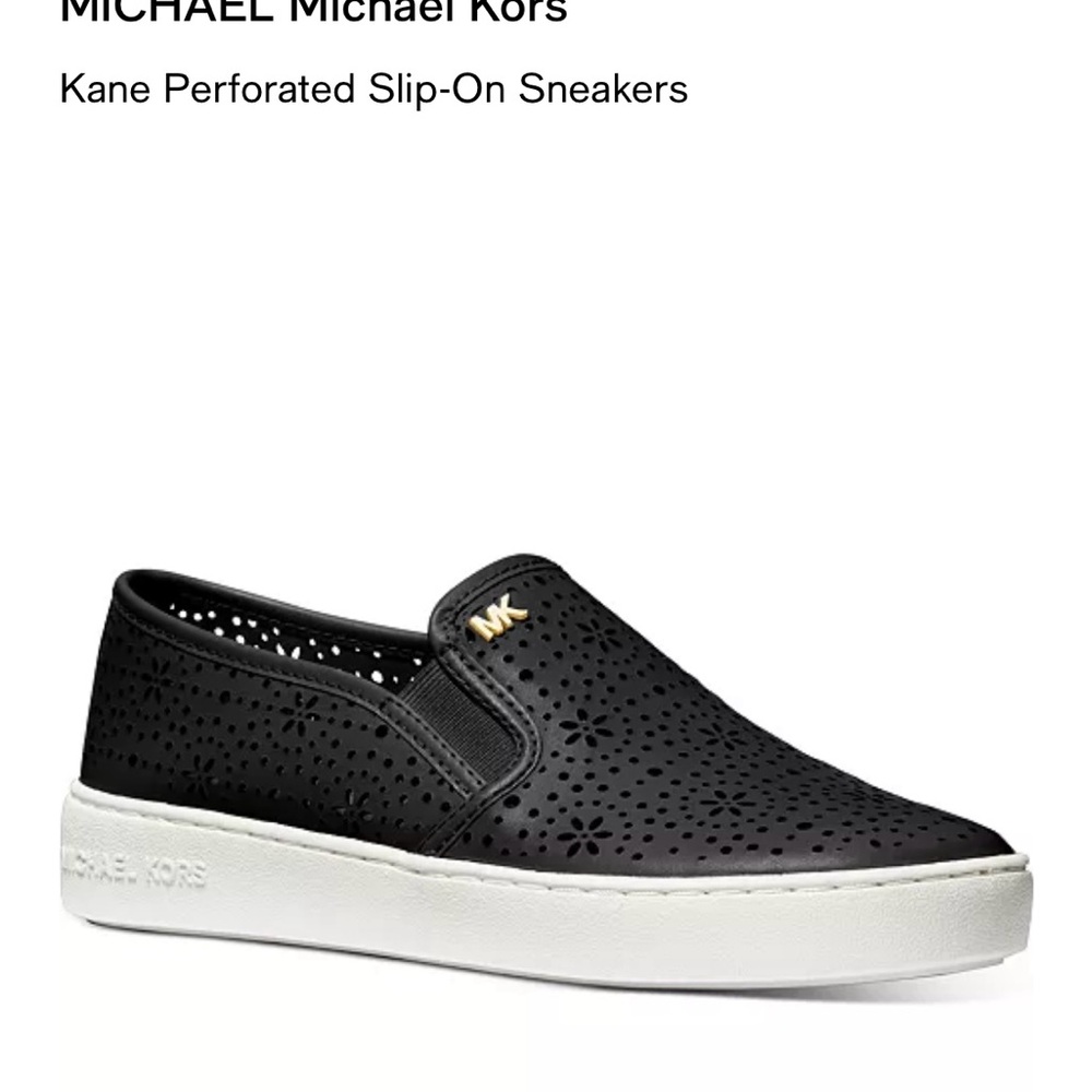Michael Kors Black and White Perforated Slip-On Sneakers